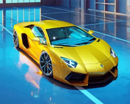 Golden Lamborghini Diamond Painting
