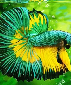 Green Fighter Fish Diamond Painting