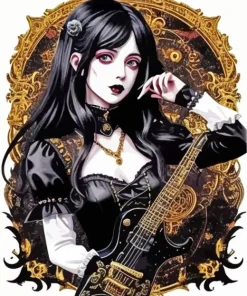 Guitarist Goth Girl Diamond Painting