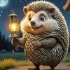 Hedgehog And Lantern Diamond Painting