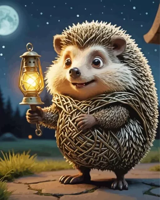 Hedgehog And Lantern Diamond Painting
