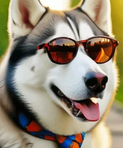 Husky Wearing Glasses Diamond Painting