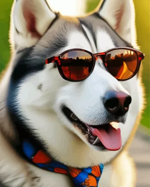 Husky Wearing Glasses Diamond Painting