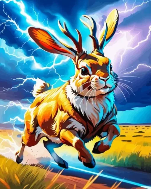 Jackalope Jumping Diamond Painting