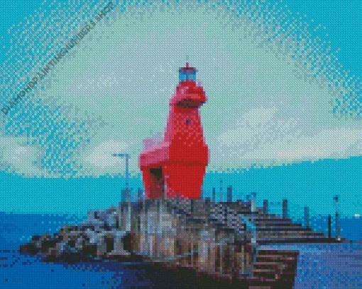 Jeju Red Horse Lighthouse Diamond Painting