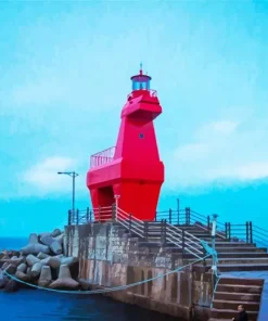 Jeju Red Horse Lighthouse Diamond Painting