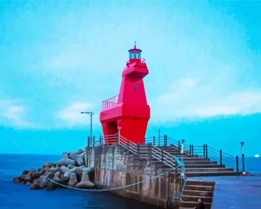 Jeju Red Horse Lighthouse Diamond Painting
