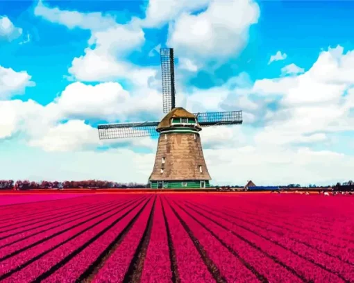 Kinderdijk Tulips Diamond Painting