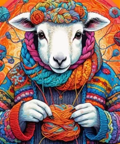 Knitting Sheep Diamond Painting