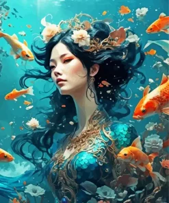 Koi Mermaid Lady Diamond Painting