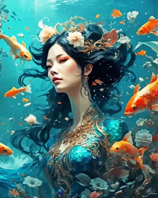 Koi Mermaid Lady Diamond Painting