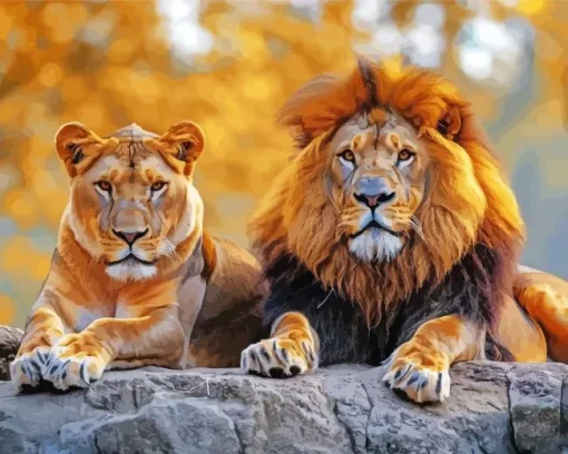 Lion And Lioness Diamond Painting