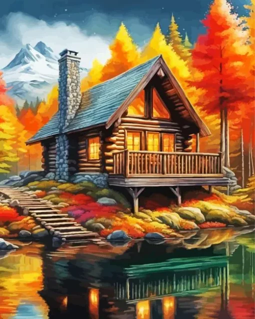 Log Cabin Art Diamond Painting