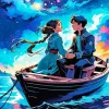 Lovers On Boat Diamond Painting