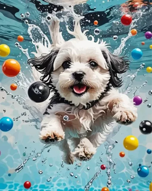 Maltese Swimming Diamond Painting