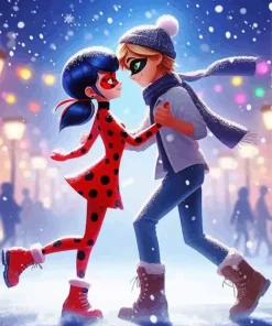 Miraculous Ladybug Enjoying The Snow Diamond Painting