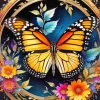 Monarch Butterfly And Flowers Art Diamond Painting