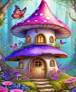 Mushroom House Diamond Painting