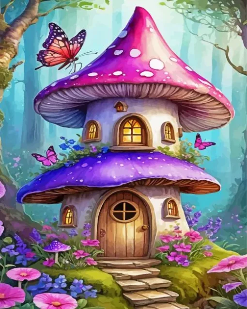 Mushroom House Diamond Painting