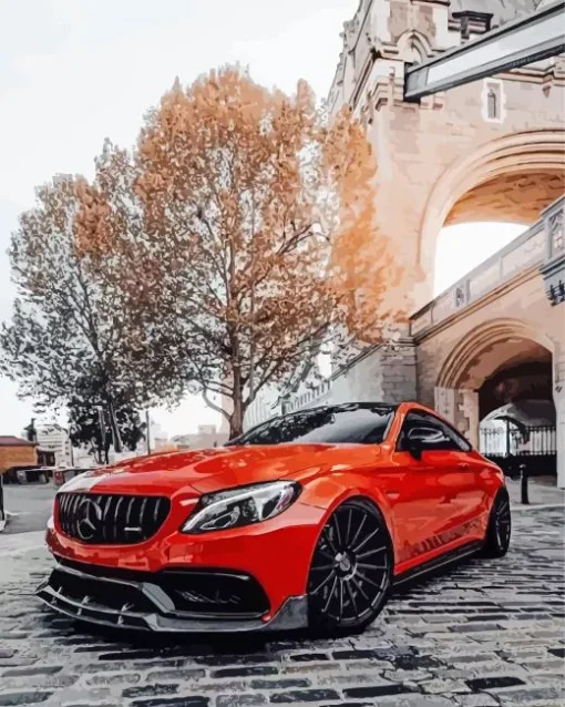 Orange BMW Lava Diamond Painting