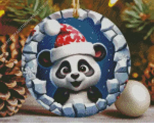 Panda Celebrating Christmas Diamond Painting