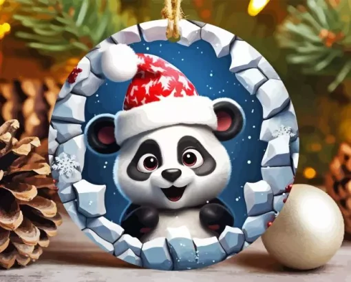 Panda Celebrating Christmas Diamond Painting