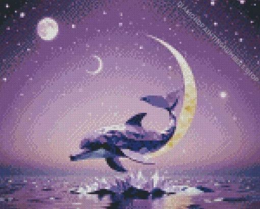 Purple Dolphin Art Diamond Painting