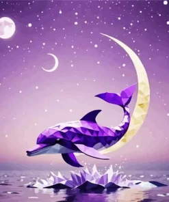 Purple Dolphin Art Diamond Painting