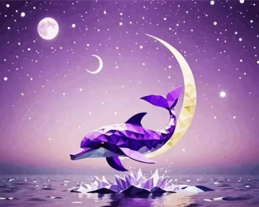 Purple Dolphin Art Diamond Painting