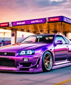 Purple Nissan GTR Car Diamond Painting