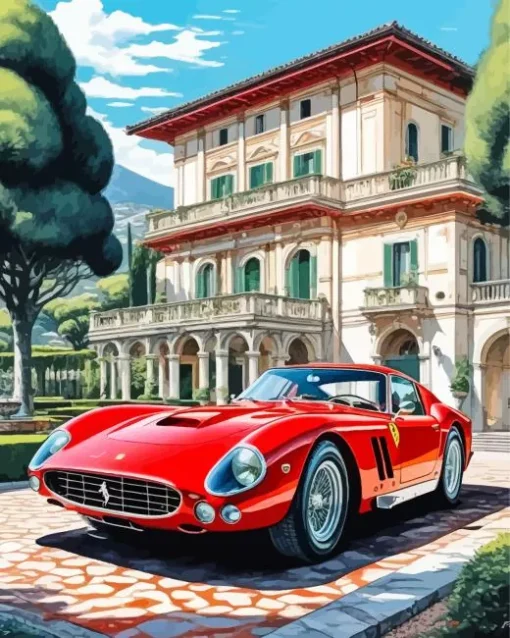 Red Ferrari 250 GTO Car Diamond Painting