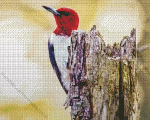 Red Headed Woodpecker Diamond Painting
