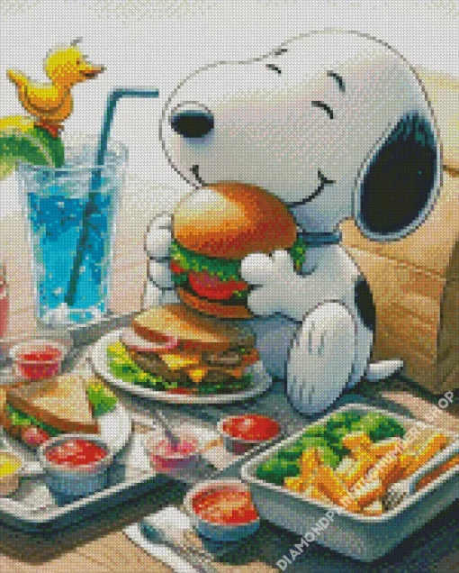 Snoopy Eating Diamond Painting