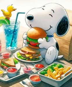 Snoopy Eating Diamond Painting