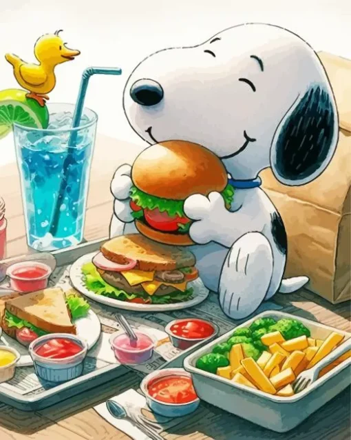 Snoopy Eating Diamond Painting