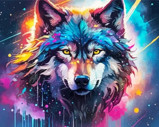 Splash Galaxy Wolf Diamond Painting