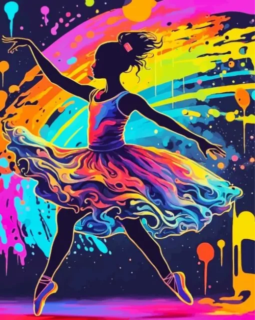 Splashed Ballerina Silhouette Diamond Painting