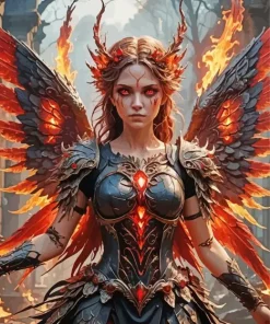 Warrior Fairy Red Diamond Painting