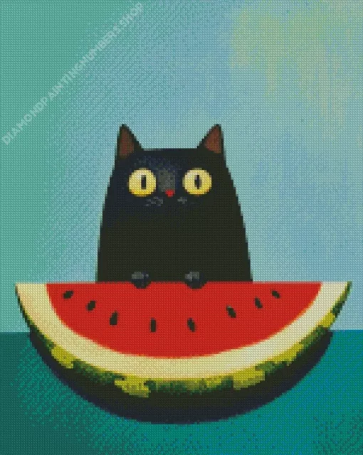 Watermelon Cat Diamond Painting