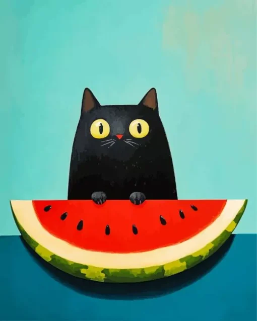 Watermelon Cat Diamond Painting