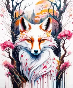White Kitsune Diamond Painting