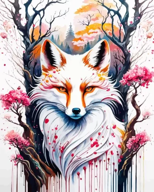 White Kitsune Diamond Painting