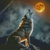 Wolf In The Moon Diamond Painting