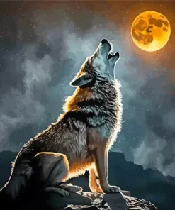 Wolf In The Moon Diamond Painting