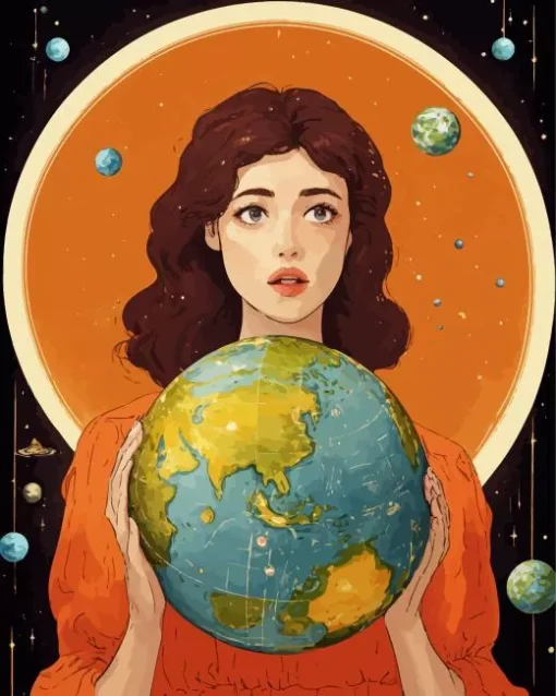 Woman Hugging Earth Diamond Painting