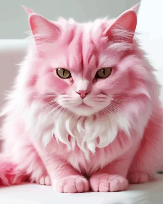 Adorable pink cat Diamond By Numbers Adorable Pink Cat Diamond Painting