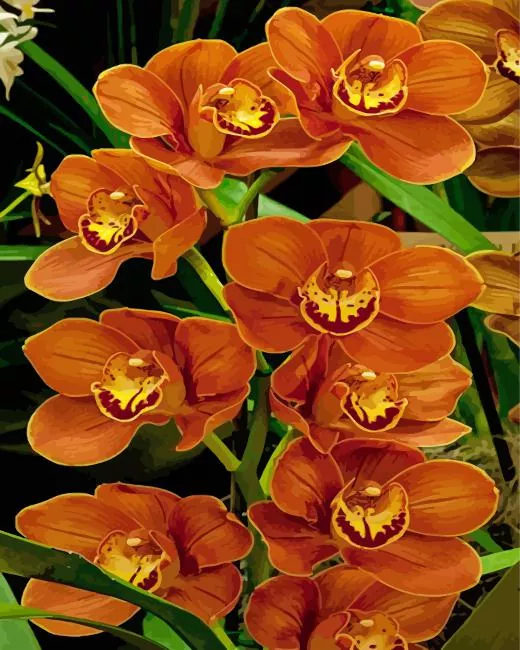 Brown Flowers Diamond With Numbers Brown Flowers Diamond Painting