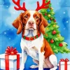 Christmas Brittany Spaniel Puppy Diamond Painting
