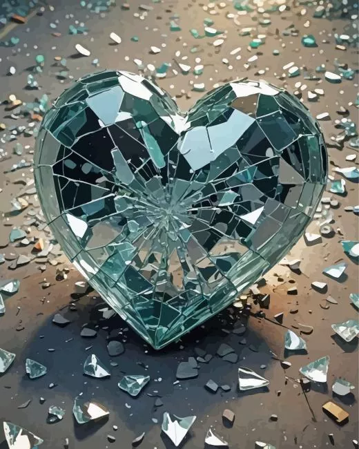 Glass broken heart Diamond Paintings Glass Broken Heart Diamond Painting