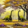 Green Brontosaurus Diamond Painting